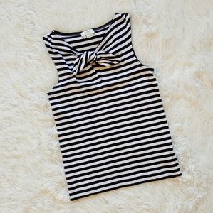 Kate Spade New York White Black Striped Bow Tank Top Size XS